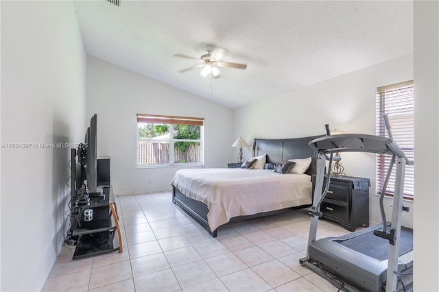 13224 NW 12th St, Pembroke Pines, FL 33028 - bedroom with vaulted ceiling, light tile patterned flooring, and a ceiling fan