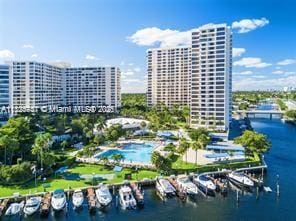 2500 Parkview Dr Unit 405, Hallandale Beach, FL 33009 - view of urban area with a marina and a nearby body of water