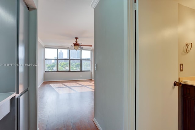 2500 Parkview Dr Unit 405, Hallandale Beach, FL 33009 - corridor with wood finished floors and crown molding