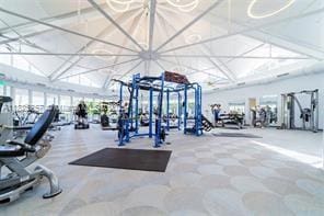 2500 Parkview Dr Unit 405, Hallandale Beach, FL 33009 - exercise room with high vaulted ceiling