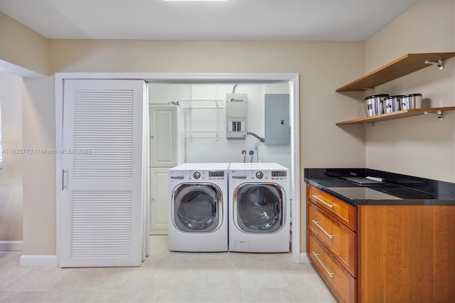 10220 SW 108th St, Miami, FL 33176 - washroom with electric panel, washing machine and dryer, and light tile patterned flooring