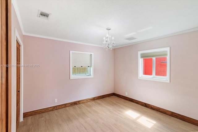 1550 NW 114th Ave, Plantation, FL 33323 - empty room featuring a chandelier, light wood-style floors, and ornamental molding