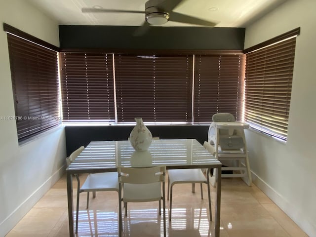 19001 NE 14th Ave Unit 325, Miami, FL 33179 - dining space featuring a ceiling fan and light tile patterned floors