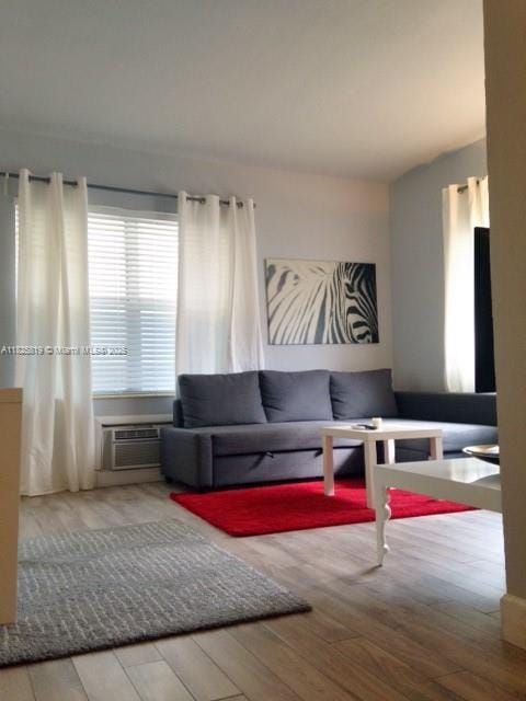 1325 Meridian Ave Unit 6, Miami Beach, FL 33139 - living area featuring hardwood / wood-style flooring and a wall mounted air conditioner