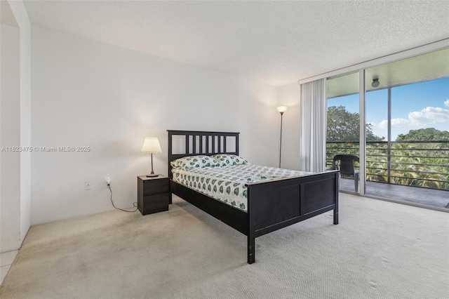 900 Saint Charles Pl Unit 420, Pembroke Pines, FL 33026 - bedroom featuring access to exterior, a wall of windows, carpet floors, a fireplace, and a textured ceiling