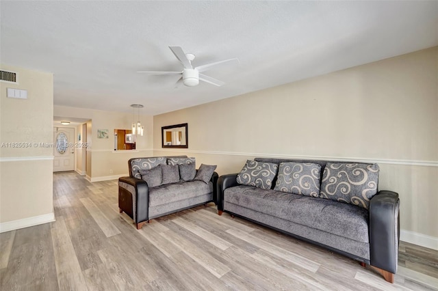 2097 S Ocean Unit 207, Hallandale Beach, FL 33009 - living room with wood finished floors and ceiling fan