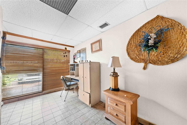 3820 SW 122nd Ave, Miami, FL 33175 - office area featuring a paneled ceiling and light tile patterned floors