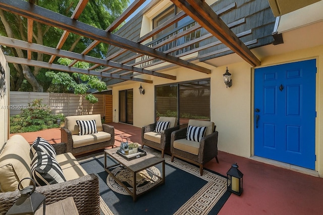 524 5th Ter, Palm Beach Gardens, FL 33418 - view of patio with an outdoor hangout area and a pergola