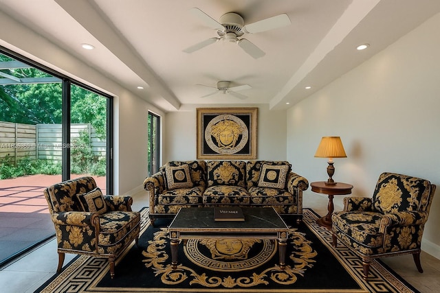 524 5th Ter, Palm Beach Gardens, FL 33418 - living room featuring recessed lighting and a ceiling fan