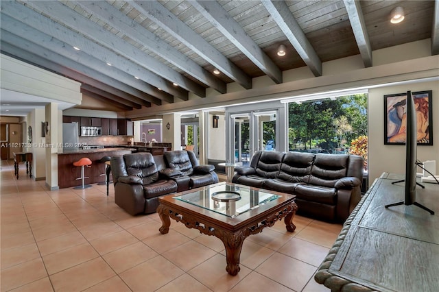2691 SW 110th Way, Davie, FL 33328 - living room featuring light tile patterned flooring and wood ceiling