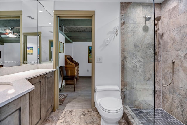 2691 SW 110th Way, Davie, FL 33328 - full bath featuring vanity, tiled shower, and ceiling fan