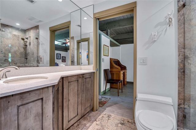 2691 SW 110th Way, Davie, FL 33328 - full bathroom featuring vanity, tiled shower, and recessed lighting