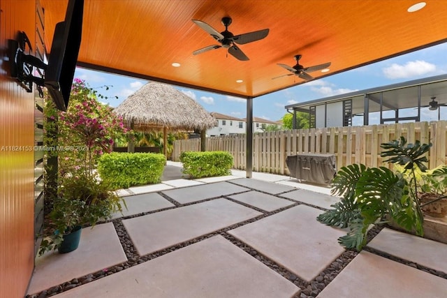 25041 SW 108th Ave, Homestead, FL 33032 - view of patio featuring ceiling fan and a gazebo