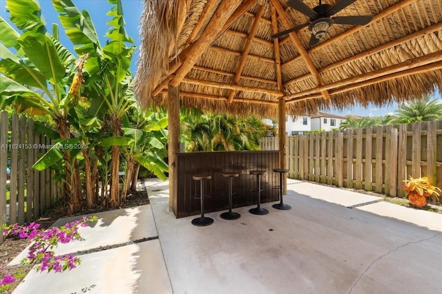 25041 SW 108th Ave, Homestead, FL 33032 - view of patio with ceiling fan and a gazebo