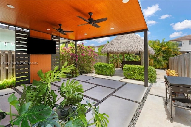 25041 SW 108th Ave, Homestead, FL 33032 - view of patio with a gazebo and a ceiling fan