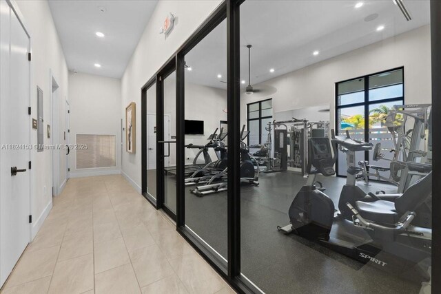 25041 SW 108th Ave, Homestead, FL 33032 - gym with recessed lighting and french doors