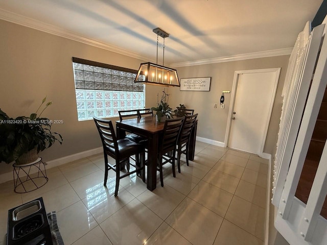 4280 NW 1st Pl, Deerfield Beach, FL 33442 - dining room with light tile patterned flooring, ornamental molding, and a chandelier
