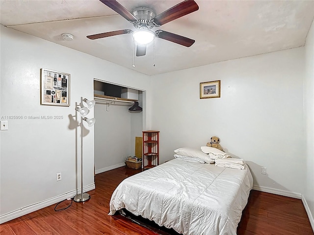 8635 NW 8th St Unit 103, Miami, FL 33126 - bedroom with wood finished floors, a closet, and ceiling fan