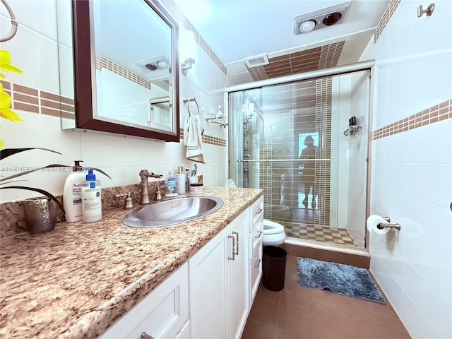 1950 S Ocean Dr Phh, Phh, Hallandale Beach, FL 33009 - full bathroom with vanity, a shower stall, and tile patterned floors