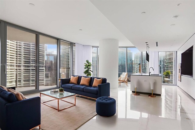 300 Biscayne Blvd Way Unit 2607, Miami, FL 33131 - living area featuring tile patterned floors and floor to ceiling windows