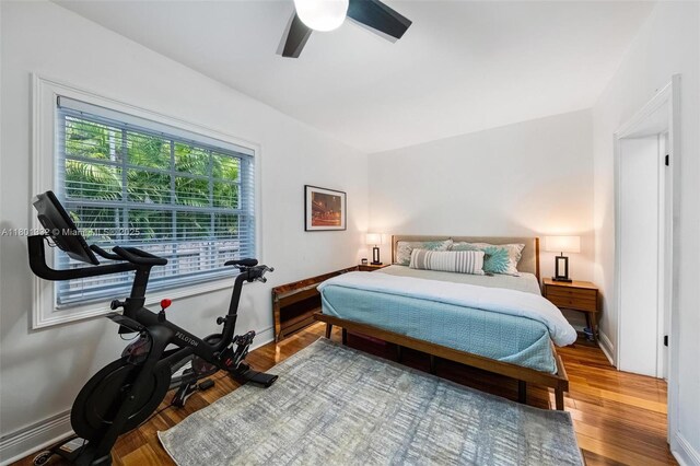 441 Grand Concourse, Miami Shores, FL 33138 - bedroom with wood finished floors and a ceiling fan