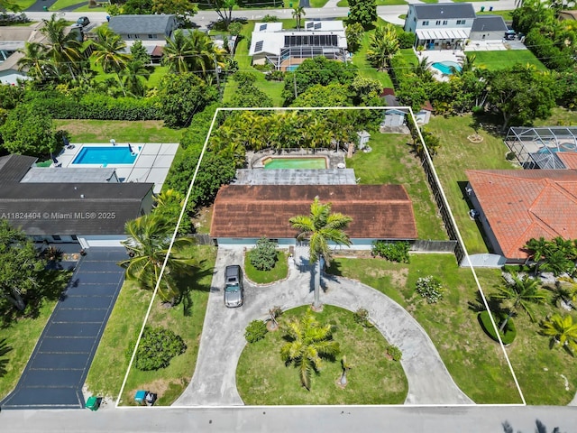 17430 SW 92nd Ct, Palmetto Bay, FL 33157 - aerial view of property and surrounding area with a pool area and property parcel outlined