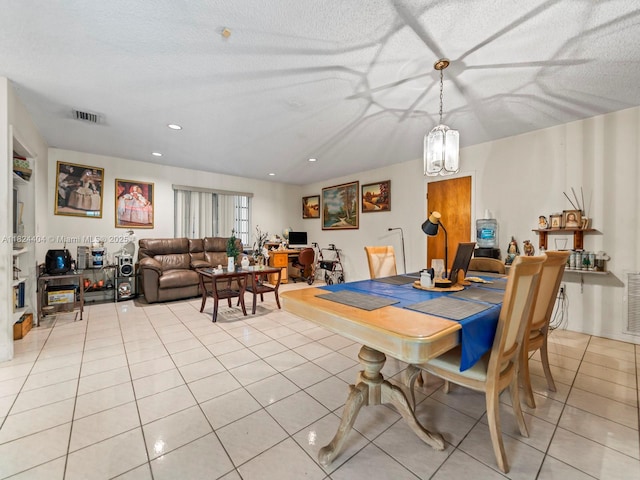 17430 SW 92nd Ct, Palmetto Bay, FL 33157 - dining space featuring light tile patterned floors, recessed lighting, and a textured ceiling