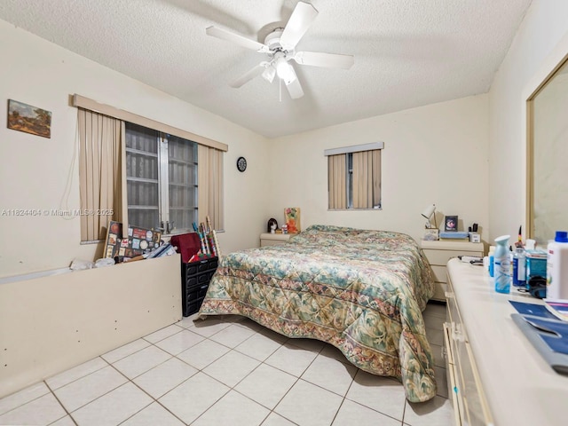 17430 SW 92nd Ct, Palmetto Bay, FL 33157 - bedroom featuring a textured ceiling, light tile patterned floors, and ceiling fan