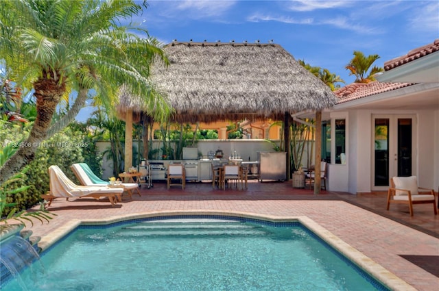 14241 SW 30th St, Miami, FL 33175 - view of pool featuring a patio and a gazebo