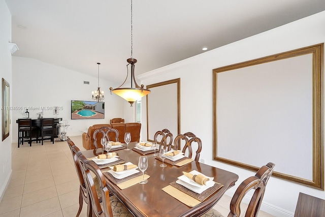 14241 SW 30th St, Miami, FL 33175 - dining area featuring light tile patterned flooring and a chandelier