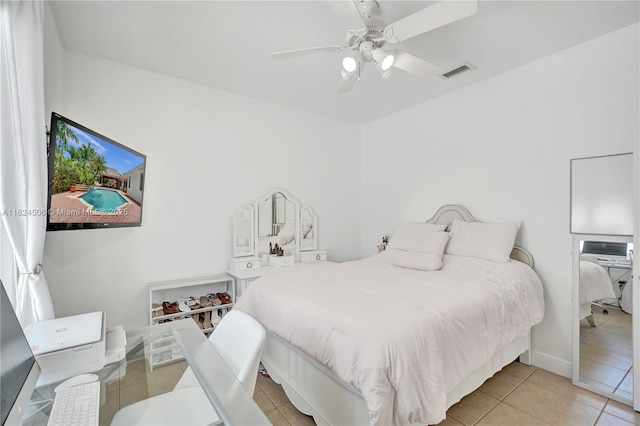 14241 SW 30th St, Miami, FL 33175 - bedroom with tile patterned flooring and a ceiling fan