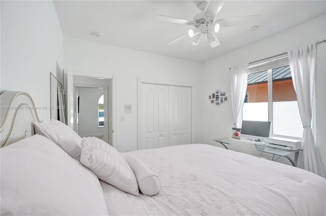 14241 SW 30th St, Miami, FL 33175 - bedroom with multiple windows, a closet, and ceiling fan