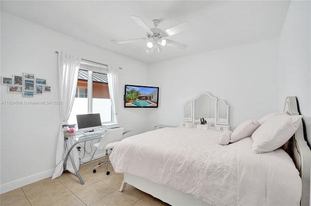 14241 SW 30th St, Miami, FL 33175 - bedroom featuring light tile patterned floors and ceiling fan