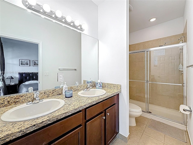 1214 SW 147th Ter, Pembroke Pines, FL 33027 - ensuite bathroom featuring double vanity, tile patterned flooring, and a shower stall