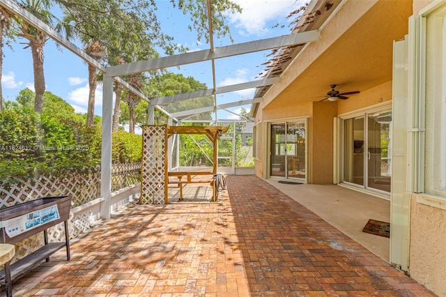 7348 Copperfield Cir, Lake Worth, FL 33467 - view of patio featuring a ceiling fan and a lanai