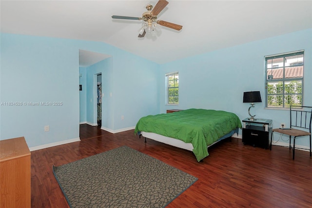 806 NE 214th Ln Unit 806-03, Miami, FL 33179 - bedroom featuring vaulted ceiling, wood finished floors, and ceiling fan