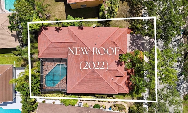 2694 Oakbrook Dr, Weston, FL 33332 - view from above of property featuring a pool area and property parcel outlined