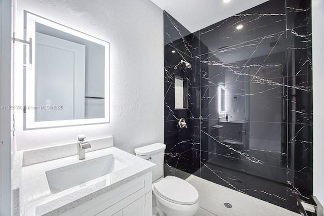 817/819 Eisenhower Blvd, Lehigh Acres, FL 33974 - bathroom featuring vanity, a marble finish shower, and a textured wall