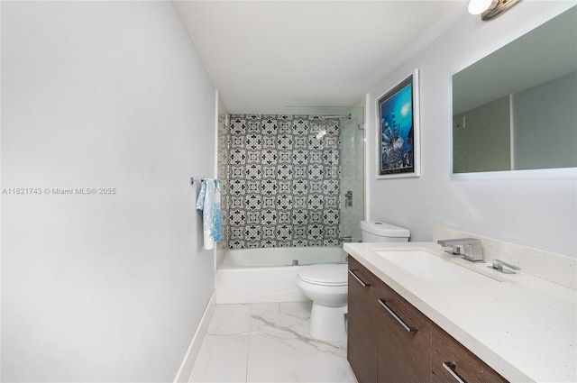 5555 Collins Ave Unit 7N, Miami Beach, FL 33140 - full bathroom with vanity, marble look tile flooring, and bathing tub / shower combination