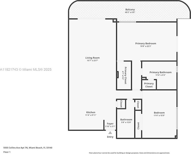 5555 Collins Ave Unit 7N, Miami Beach, FL 33140 - view of property floor plan