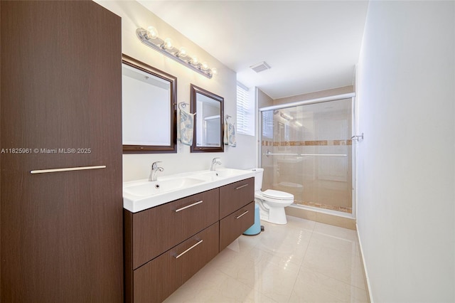 6440 NW 114th Ave Unit 434, Doral, FL 33178 - full bathroom with double vanity, a shower stall, and tile patterned flooring