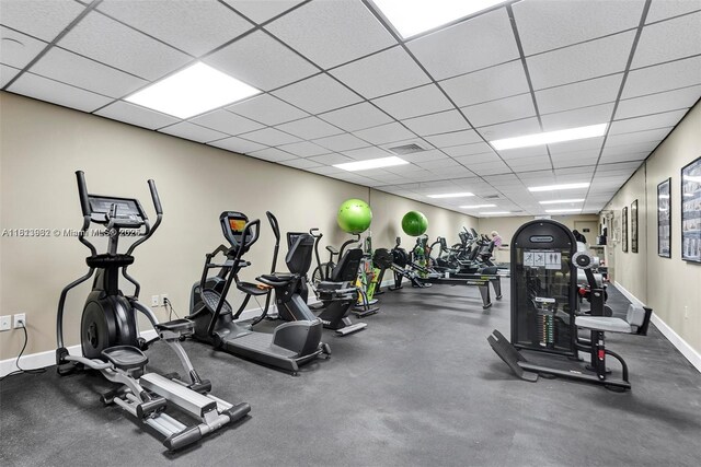 1201 S Ocean Dr Unit 507S, Hollywood, FL 33019 - gym with baseboards and a paneled ceiling