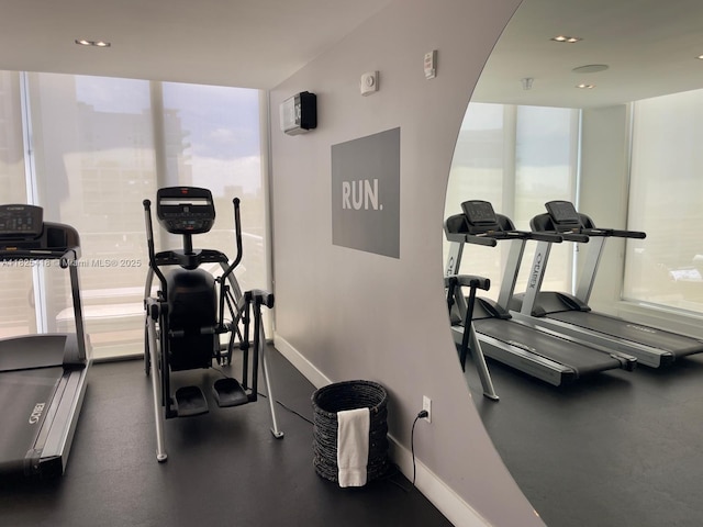 6080 Collins Ave Unit 506, Miami Beach, FL 33140 - workout area featuring plenty of natural light and recessed lighting