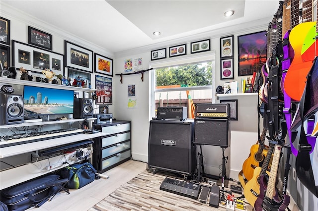 10989 NW 73rd Ter, Doral, FL 33178 - home office with wood finished floors, crown molding, and recessed lighting