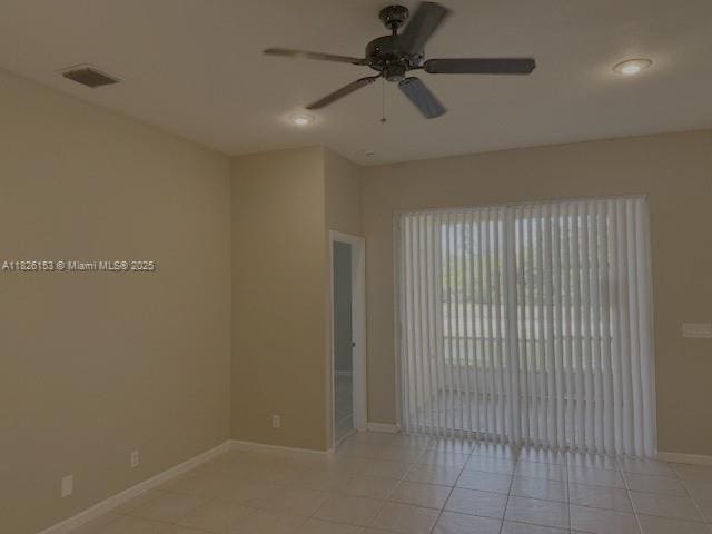 4390 NW 41st Pl, Coconut Creek, FL 33073 - unfurnished room featuring ceiling fan, light tile patterned flooring, and recessed lighting