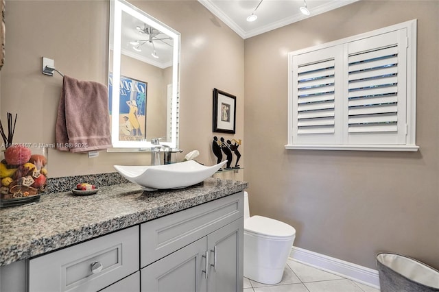3820 SW 106th Ter, Davie, FL 33328 - half bath featuring crown molding, vanity, and tile patterned flooring