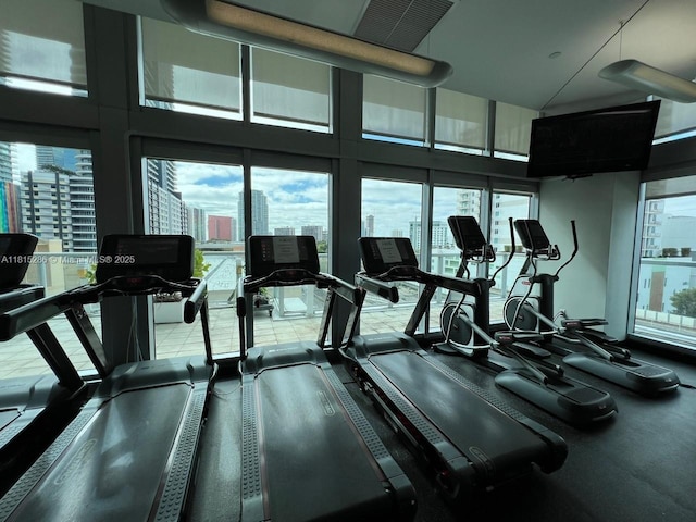 79 SW 12th St Unit 1603-S, Miami, FL 33130 - gym featuring a towering ceiling