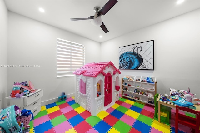 17490 SW 70th Pl, Southwest Ranches, FL 33331 - playroom featuring a ceiling fan and recessed lighting