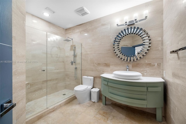 17490 SW 70th Pl, Southwest Ranches, FL 33331 - full bath featuring tile walls, vanity, and a stall shower