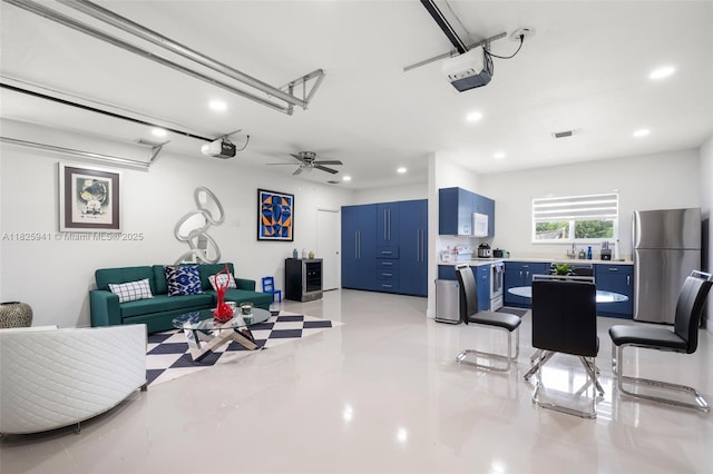 17490 SW 70th Pl, Southwest Ranches, FL 33331 - living area with recessed lighting and a garage